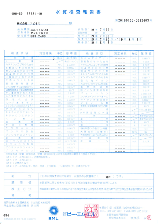 水質検査報告書